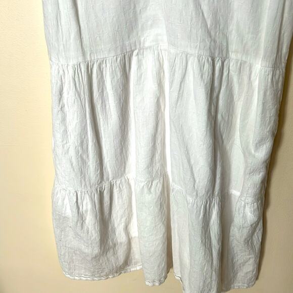 Abercrombie White Cotton Babydoll Mini Dress Tiered Ruffle Sleeves Summer Medium - Picture 6 of 11